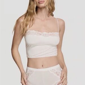 SOLD Victoria’s Secret Modal Soft & Lace Trim Straight-Neck Cami Set Top Only XS